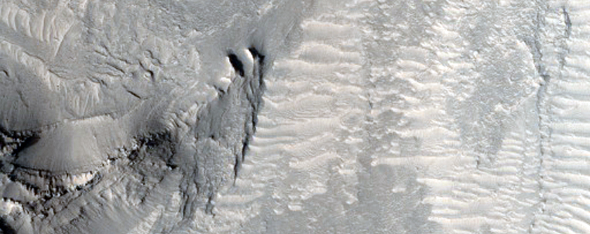 Layers in Valley Wall Northwest of Gale Crater