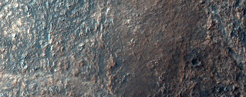 Possible Bedrock Exposure within Overlapping Crater Rim in Noachis Terra