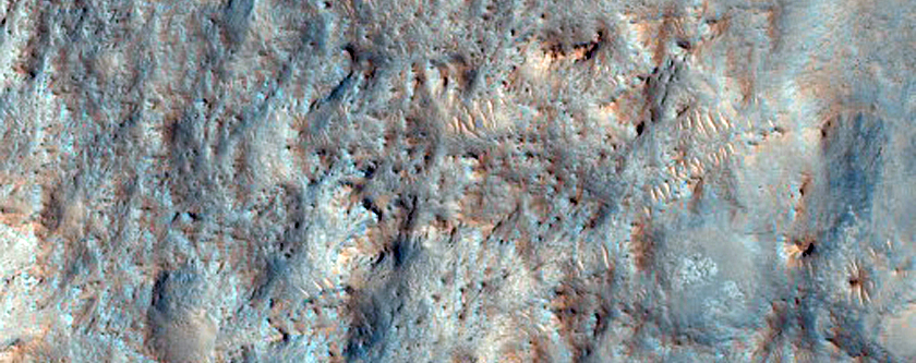 Mafic Bedrock Near West Rim of Sharp Crater
