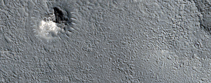 Layers in Depression on Crater Floor in Northern Mid-Latitudes
