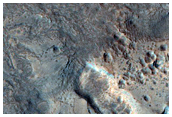 Sinuous Ridges in Crater in CTX Image 