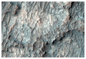 Sinuous Ridges in Crater in CTX Image