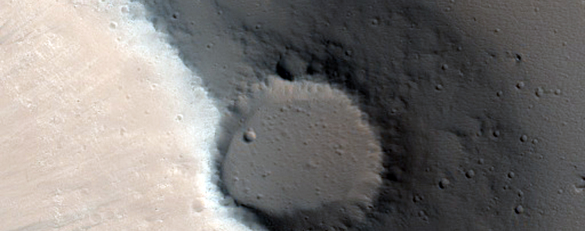 Elevated Filled-in Crater in Ceraunius Fossae Region
