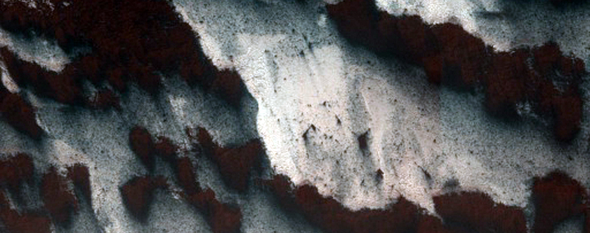 Dark Spots on Light Background in Vishniac Crater
