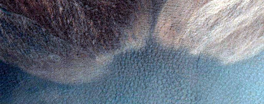Gullies in Crater in Aonia Terra
