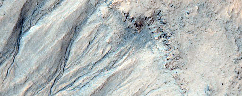 Gullies and Ridges in Crater in Terra Cimmeria
