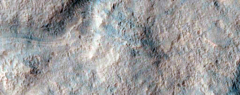 Potential Lineated Valley Fill Surrounding Crater in Noachis Terra

