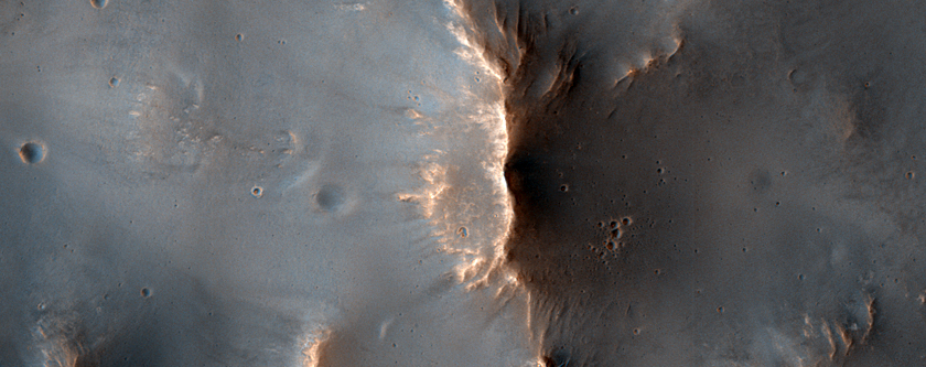 Ramparts and Lobes of Bakhuysen Crater Ejecta
