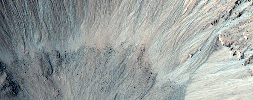 Monitor Slopes of Fresh 2-Kilometer Impact Crater