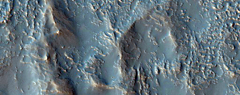 Possible Prehnite or Chlorite-Rich Terrain on Large Crater Floor
