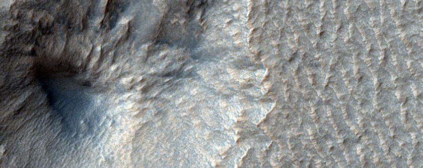Terraced Crater in Southern Mid-Latitudes
