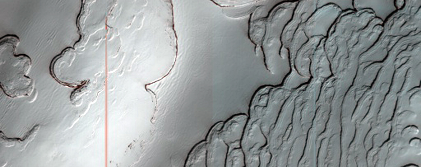 South Pole Residual Cap Texture on Ridges 
