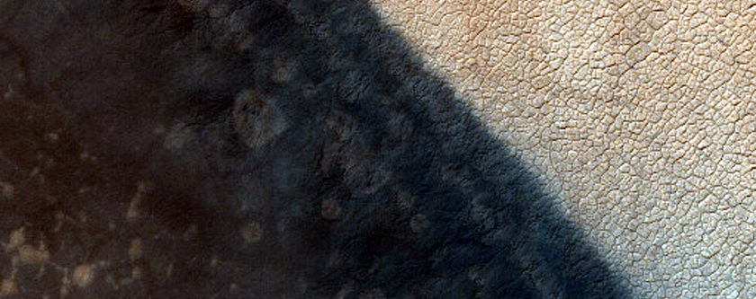 Spotted Feature in South Polar Region Near Vishniac Crater
