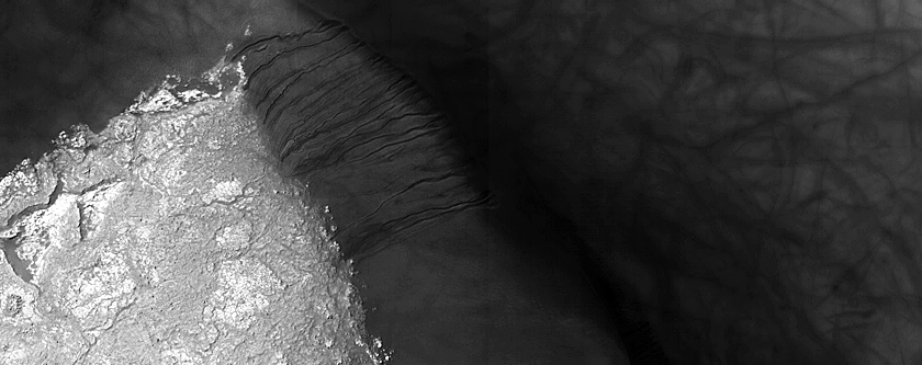 Наблюдение за активными дюнами в кратере Kaiser