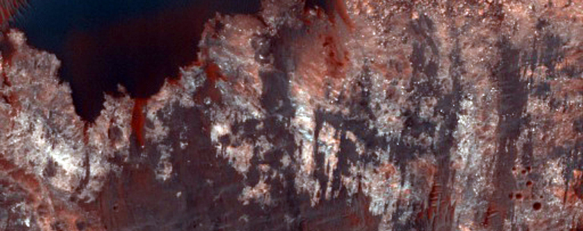 Dunas no domo de umdeslizamento de terra prximoa Uzboi Vallis