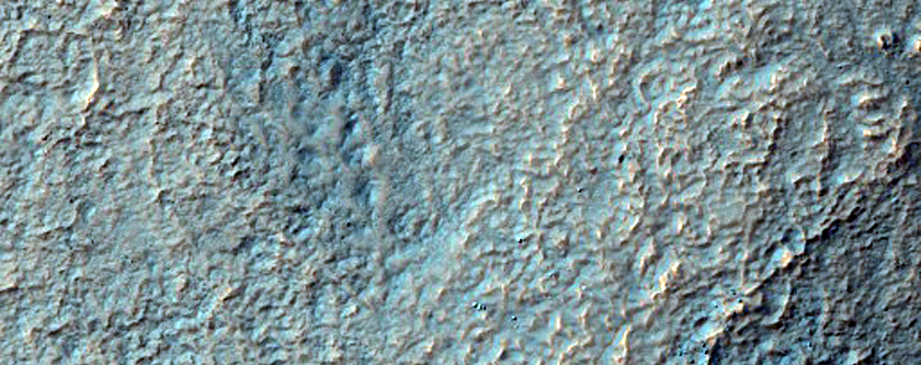 Gully in Southern Mid-Latitude Crater in Thaumasia Fossae
