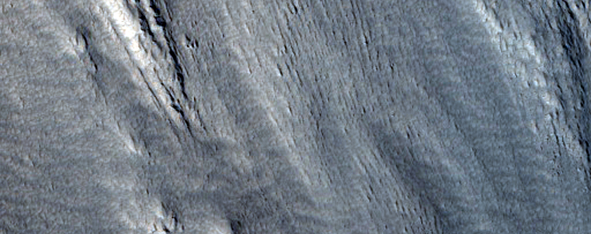 Multiple Curved Ridges at End of Valley in Protonilus Mensae

