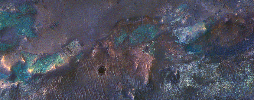 Colorful Impact Ejecta from Hargraves Crater