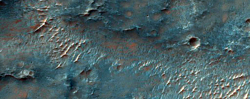 Trough Cutting Crater Near Ma Adim Vallis
