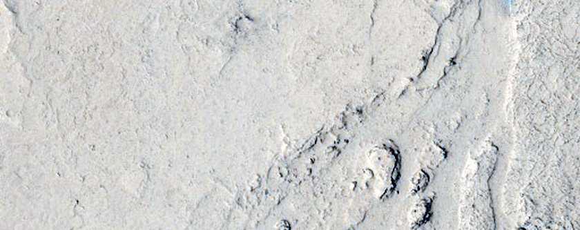 Channel Segment Amid Platy-Ridged Flows in Central Elysium Planitia
