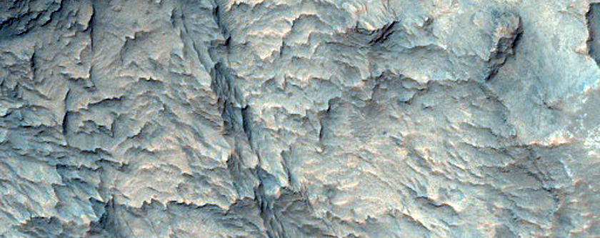 Exposure of Layered Bedrock Northwest of Hellas Planitia