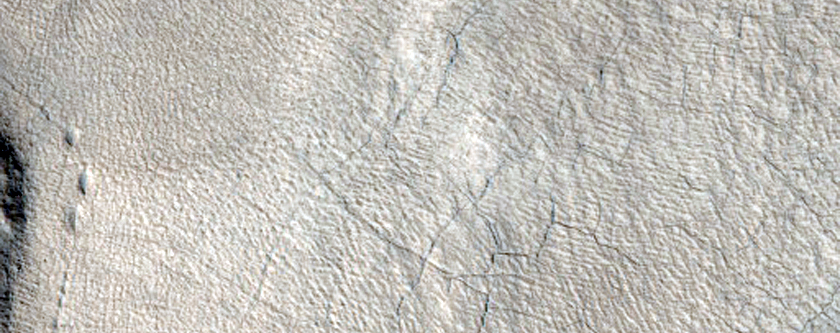 Lines of Pits Near Mound in Protonilus Mensae
