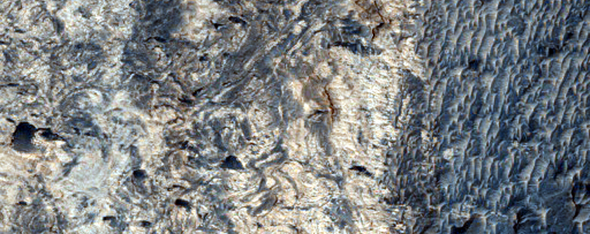 Meridiani Planum Contact with Etched Terrain
