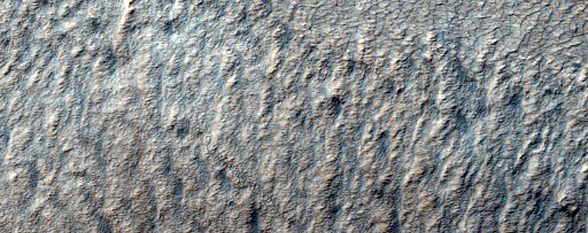 Heavily Modified Crater in South Polar Layered Deposits
