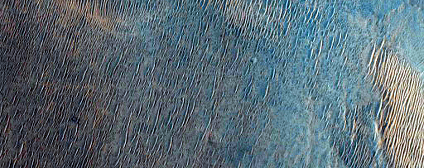 Bedrock Exposed on Crater Floor

