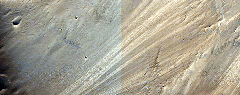 Gully Deposits in Northeast Portion of Impact Crater
