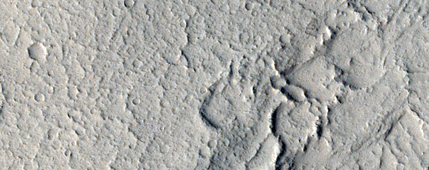 Wrinkle Ridge in Sacra Sulci Region
