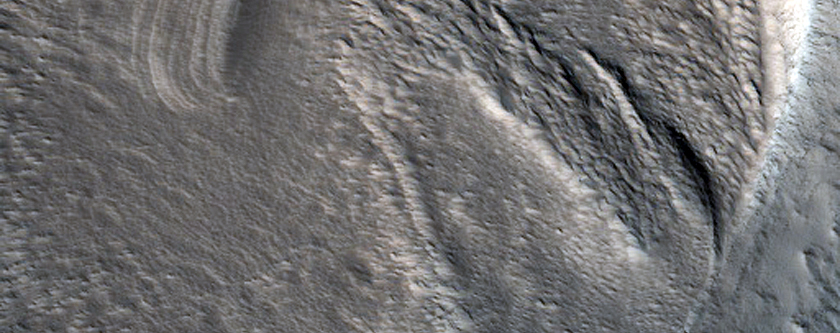 Exposed Exterior of Modified Tantalus Fossae Crater
