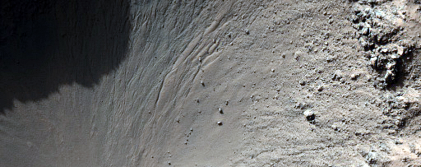 Well-Preserved Impact Crater on Floor of Nansen Crater
