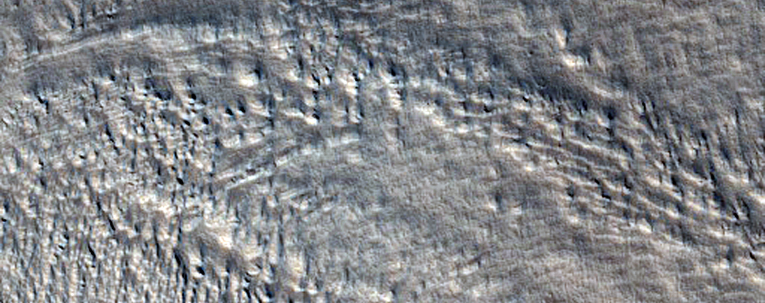 Glacier with Many Moraines in North Tempe Terra
