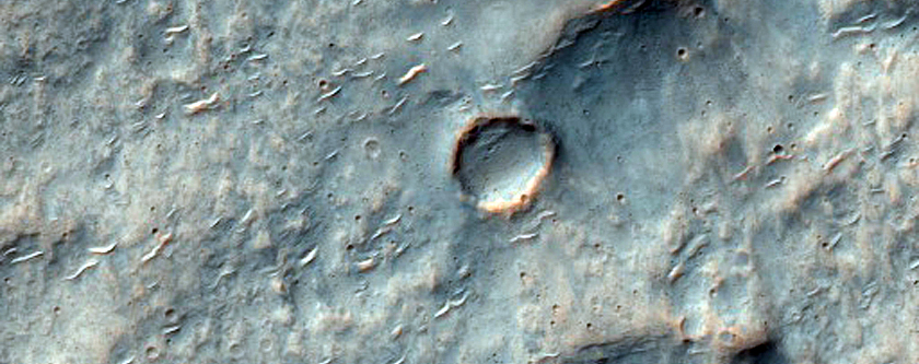 Northern Continuous Ejecta Boundary of Bam Crater in Hesperia Planum
