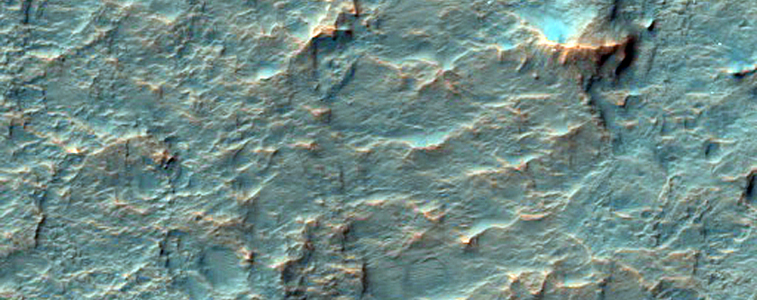 Fan Material in Crater Near Vichada Valles
