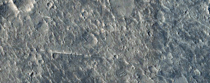 Rectilinear Pattern on Floor of Crater North of Marth Crater
