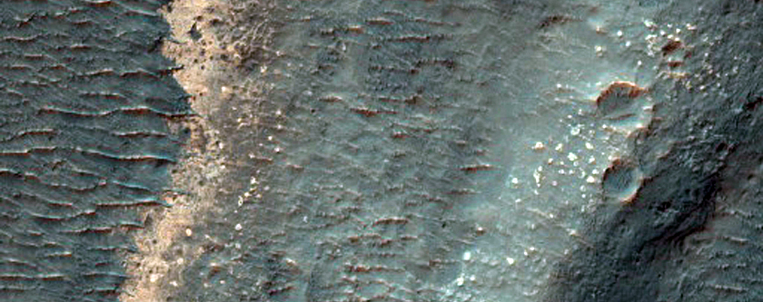 Exposure of Light-Toned Material North of Eberswalde Crater
