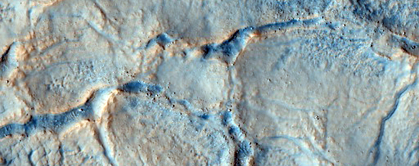 Field of Fractures Next to Crater in Nilosyrtis Mensae
