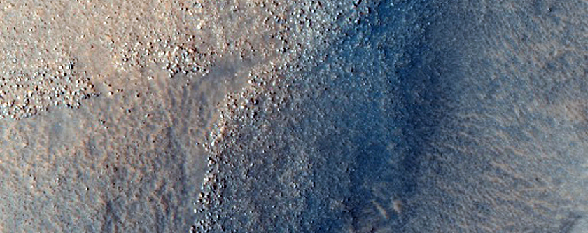 Ribbed Terrain Near Mound in Deuteronilus Mensae
