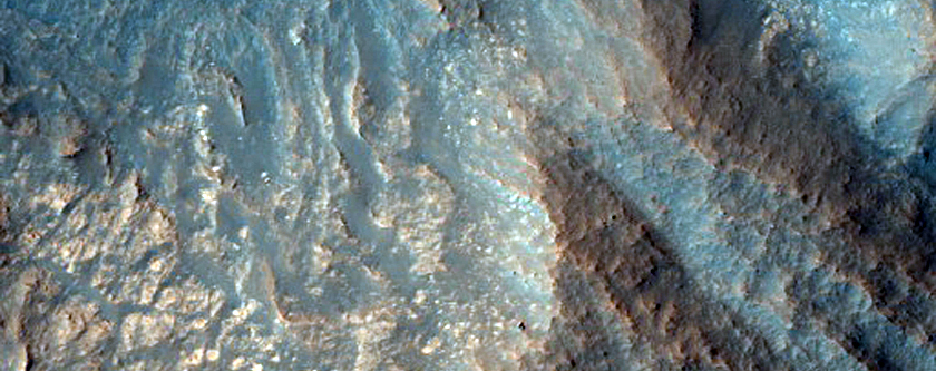 Bedrock Exposed by Impact Crater
