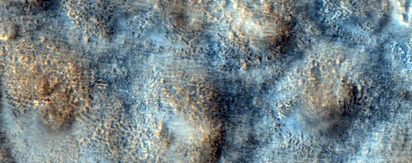 Field of Mounds Next to Pedestal Crater in Acidalia Planitia