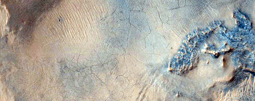 Kaolinite-Rich Terrain in Crater West of Nili Fossae
