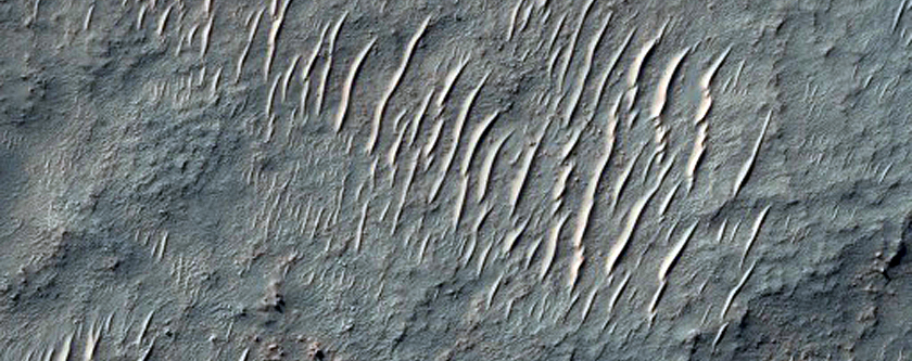 Layers on Floor of Crater Northwest of Hellas Planitia
