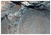 Layered Mesas in Baldet Crater
