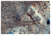 Sinuous Ridges in Crater in CTX Image