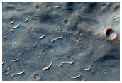 Western Continuous Ejecta Boundary of Bam Crater in Hesperia Planum

