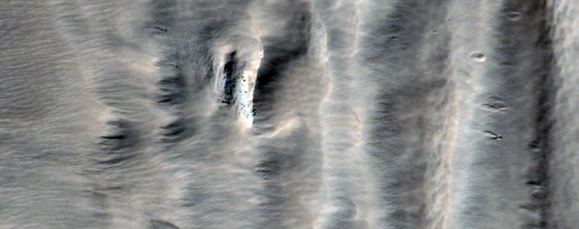 Ytterkanten av en isbre-lignende strøm på Arsia Mons