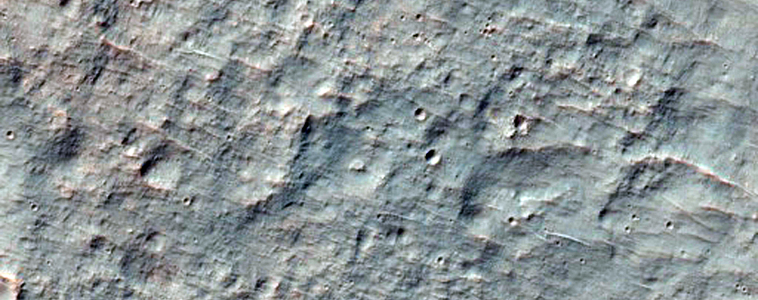 Mass Movement Deposit in Crater in CTX Image