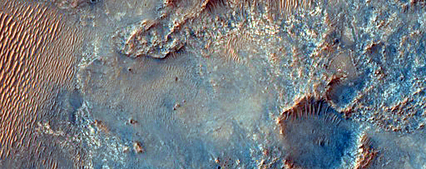 Возможное место посадки миссии Марс 2020 к западу от кратера Jezero